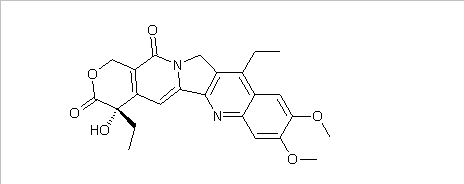 1H-Pyrano[3',4':6,7]indolizino[1,2-b]quinoline-3,14(4H,12H)-dione, 4,11-diethyl-4-hydroxy-8,9-dimethoxy-, (S)- (9CI)(CAS:124622-92-0)