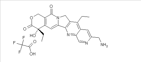 1H-Pyrano[3',4':6,7]indolizino[1,2-b][1,7]naphthyridine-3,14(4H,12H)-dione, 9-(aminomethyl)-4,11-diethyl-4-hydroxy-, (S)-, mono(trifluoroacetate) (salt) (9CI)(CAS:161871-77-8
(164219-38-9)
)
