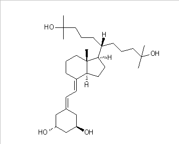 19-nor-Gemini

(1R,3R)-5-((E)-2-((1R,3aS,7aR)-1-(2,10-dihydroxy-2,10-dimethylundecan-6-yl)-7a-methyldihydro-1H-inden-4(2H,5H,6H,7H,7aH)-ylidene)ethylidene)cyclohexane-1,3-diol