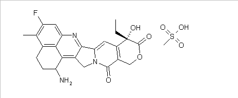 10H,13H-Benzo[de]pyrano[3',4':6,7]indolizino[1,2-b]quinoline-10,13-dione, 1-amino-9-ethyl-5-fluoro-1,2,3,9,12,15-hexahydro-9-hydroxy-4-methyl-, (9S)-, monomethanesulfonate (salt) (9CI)(CAS:367452-97-9
(367452-96-8))